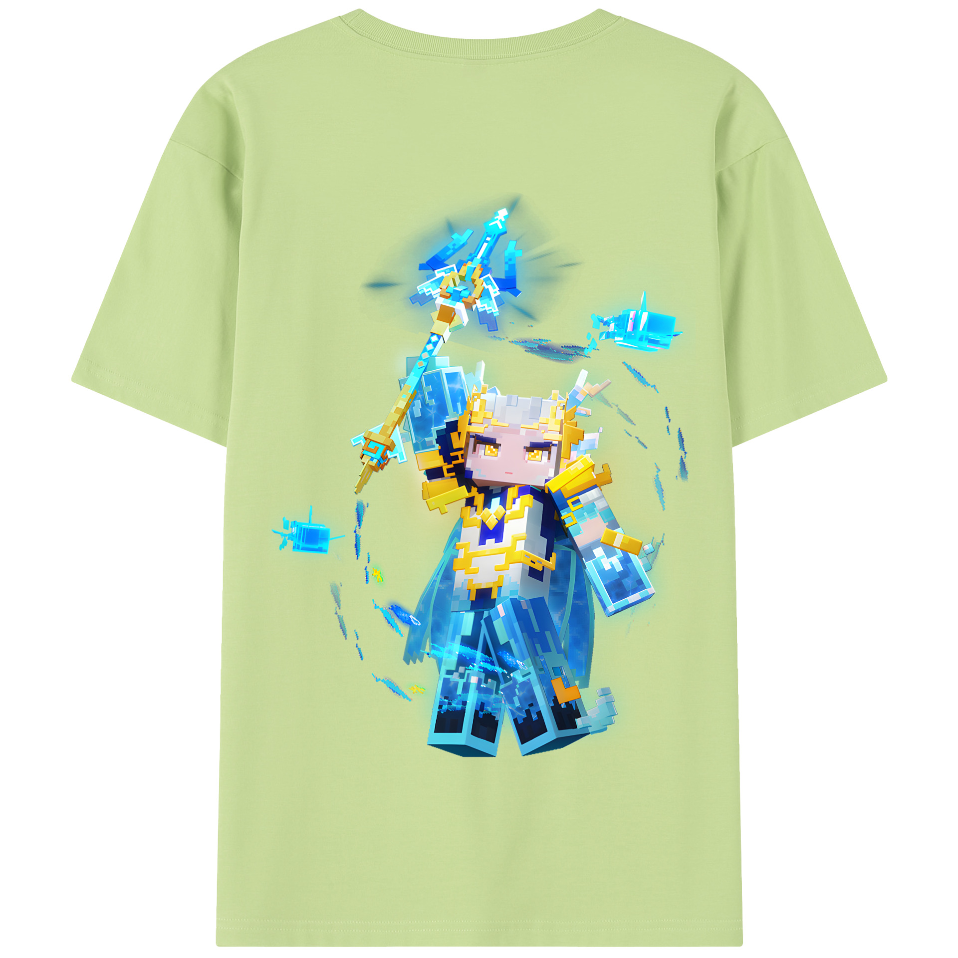 （画像用） マインクラフト ブロックの世界 Minecraft MC Block world 綿100％半袖Tシャツ（背面プリント）